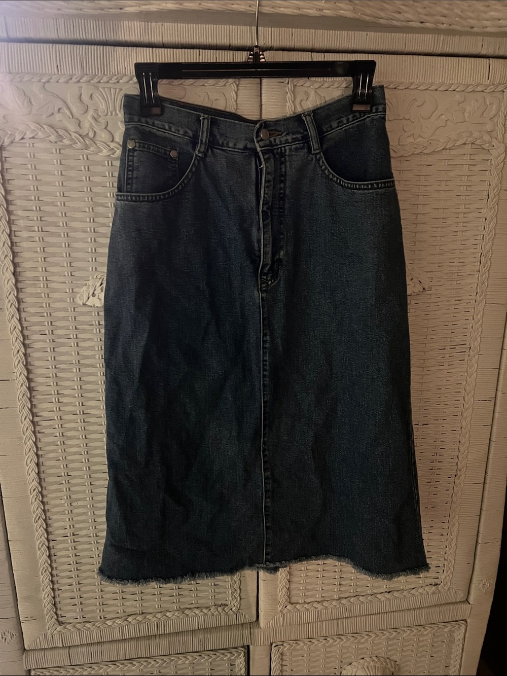 Classic Dark Blue Denim Midi Skirt